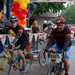 Vern and our son, Joe, crossing the finish line in the Seattle to Portland bike ride!